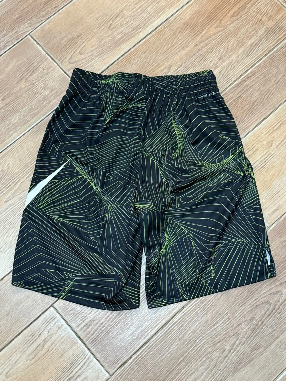 Nike Black & Neon Green Patterned Dri-FIT Shorts